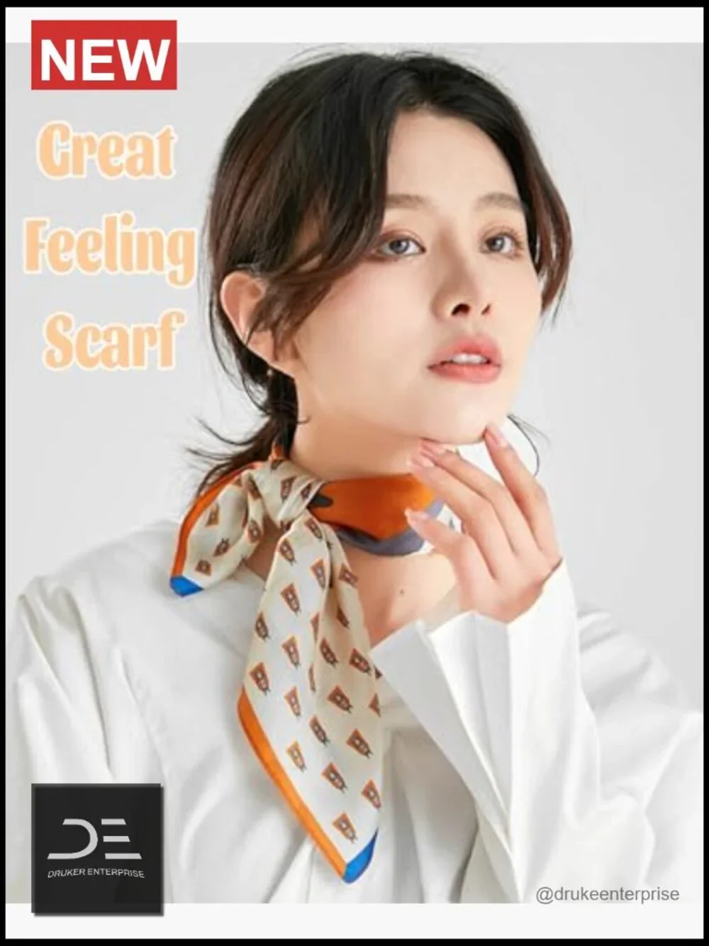 Mulberry Silk Feeling Fashion Square Neck Satin Scarf for Hair Bag